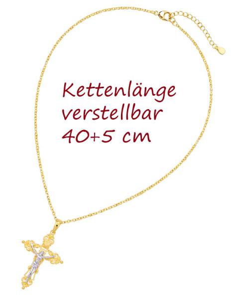 Kruzifixanhänger 925 Sterling Silber vergoldet mit Korpus