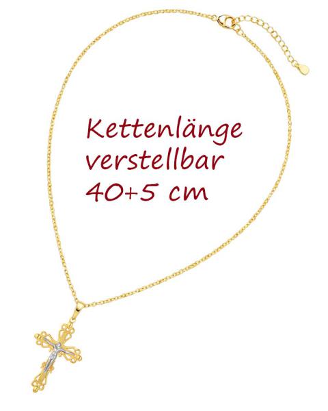 Kruzifixanhänger 925 Silber 25 x 35 mm vergoldet mit Korpus