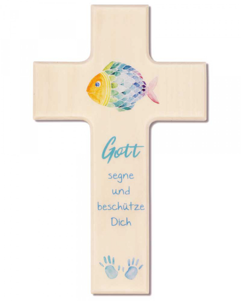 Kinderkreuz aus Holz "Gott segne und beschütze Dich"