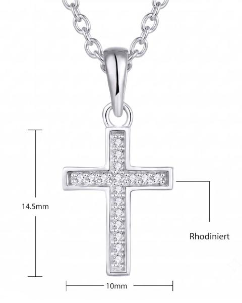 Kreuzanhänger 10 x 15 mm 925 Sterling Silber mit Zirkonia