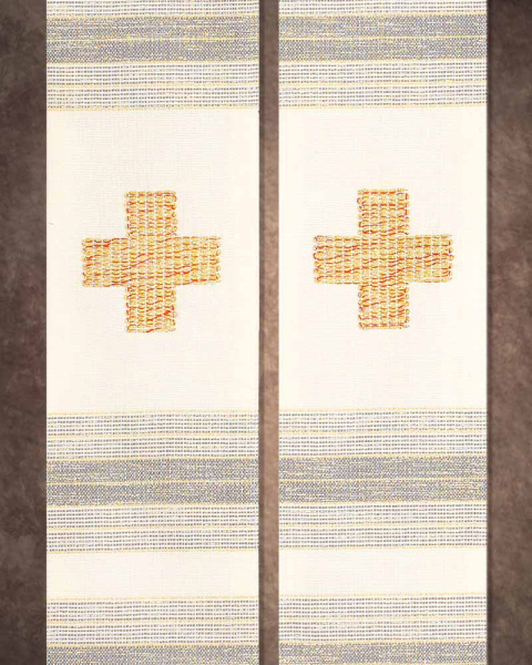 Stola weiß  mit 3-Kreuzen und Lurex 160 cm lang