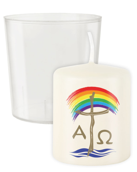 96 Lichterbecher Regenbogen mit Kerzen 60 x 50 mm