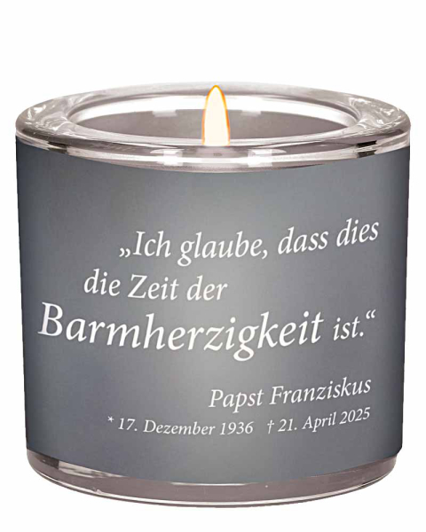Glaswindlicht 6 cm, "Trauer - Papst Franziskus"