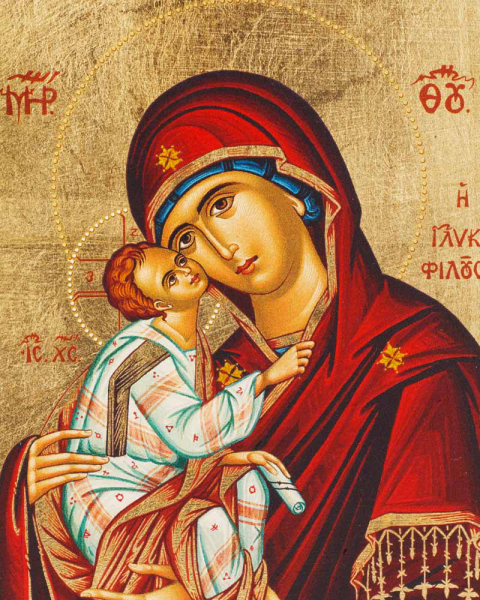 Ikone 13 x 18 cm " Madonna Glikofilusa" Siebdruck