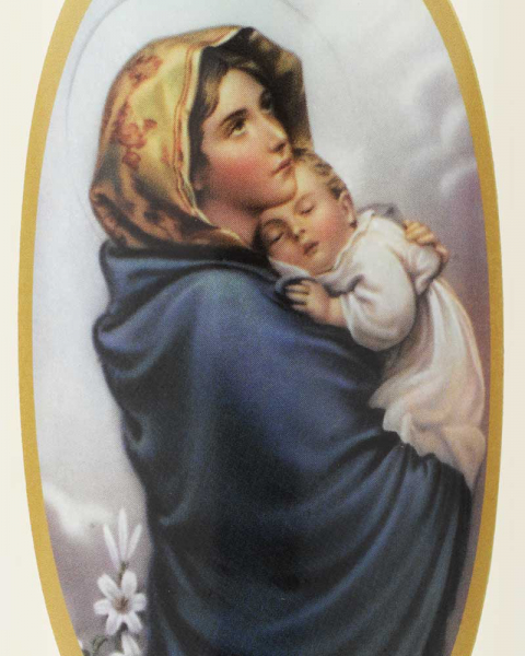 Marienkerze 165x50 mm Aufdruck Maria mit Kind