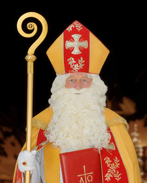 Nikolausmitra gold mit Bordüre Kreuz und Olivenzweig