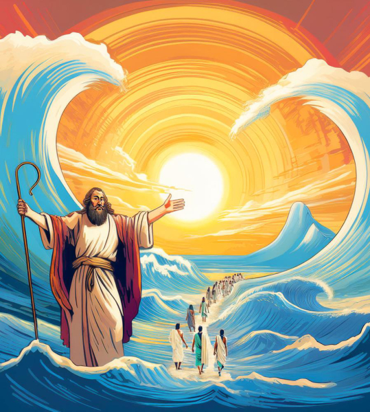 Osterkerze Moses mit Jahreszahl 800 x 80 mm