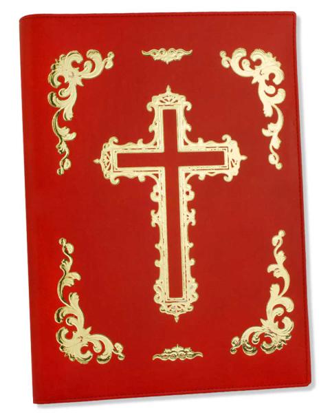 Nikolausbuch ROT mit goldenem Kreuz Ringheftung A4