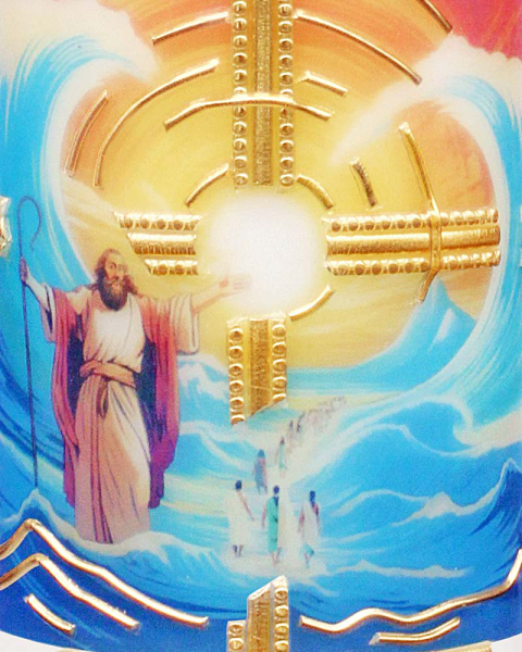 Tischkerze "Moses" 225 x 70 mm mit Jahreszahl