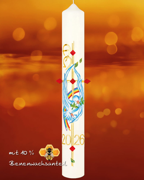 Osterkerze 600 x 80 mm "Frohe Botschaft" mit Nägeln