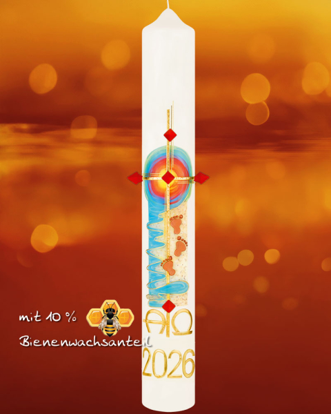 Osterkerze 600 x 80 mm "Spuren im Sand"