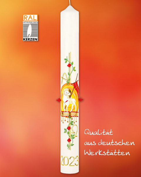 Osterkerze 900 x 90 mm Lamm mit Jahreszahl