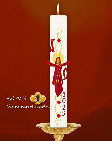 Osterkerze 600 x 70 mm auferstandener Christus