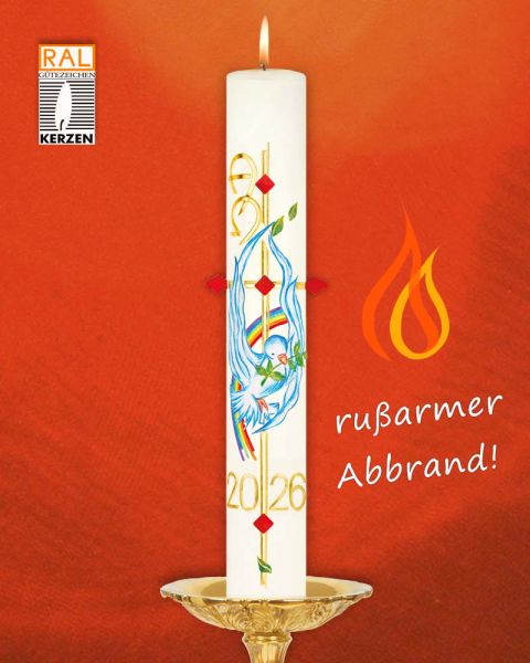 Osterkerze 600 x 80 mm "Frohe Botschaft" mit Nägeln