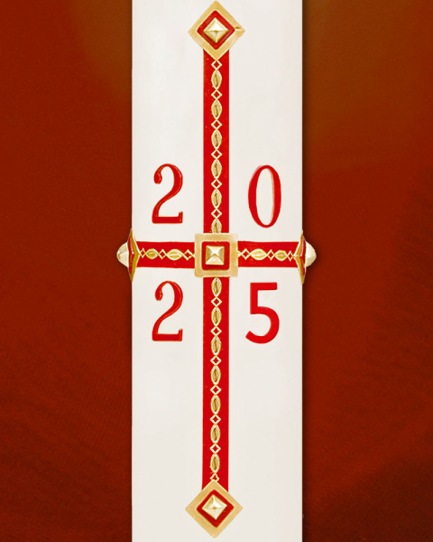 Osterkerze 800 x 80 mm klassisch Kreuz und Nägel