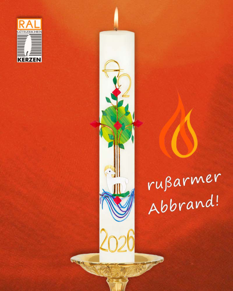 Osterkerze Lebensbaum-Lamm 800/80 + Nägel