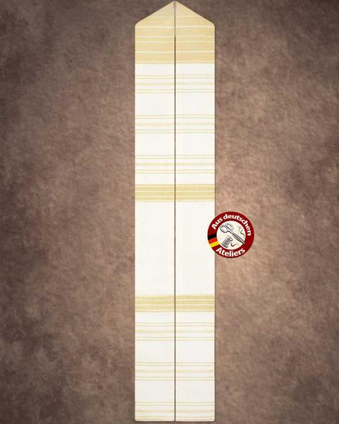 Stola Weiß/ beige Streifeneinwebe Japangold 150 cm lang