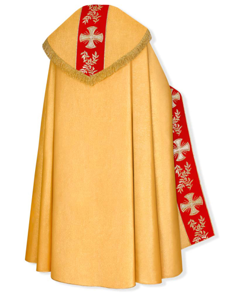Nikolaus-Rauchmantel gold mit Kreuzsymbol und Olivenzweig