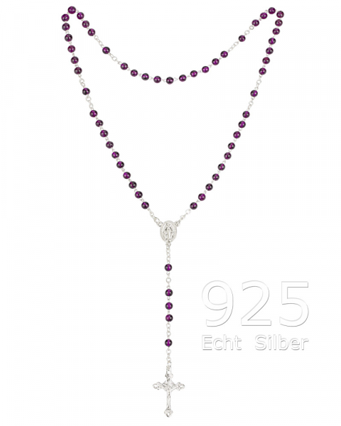 Rosenkranz Amethyst Sterling Silber 4 mm Ø