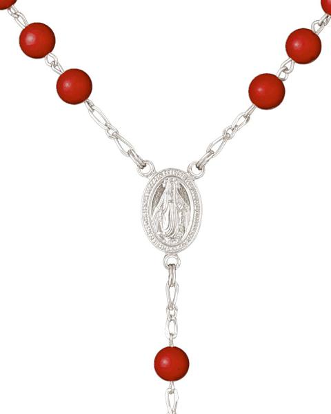  Rosenkranz 6 mm Ø Perlen Koralle im Geschenketui