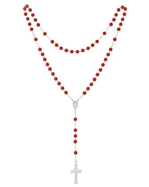  Rosenkranz 6 mm Ø Perlen Koralle im Geschenketui