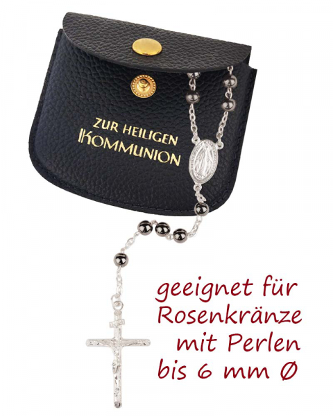 Rosenkranzetui schwarz ZUR HEILIGEN KOMMUNION