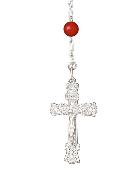  Rosenkranz 6 mm Ø Perlen Koralle im Geschenketui