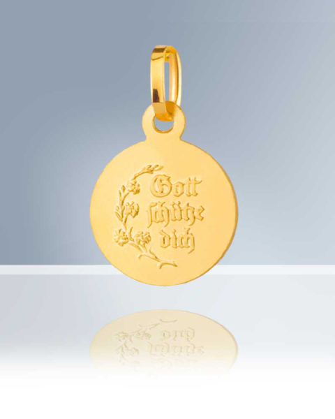 Schutzengel Anhänger gold Medaille 10 mm Ø