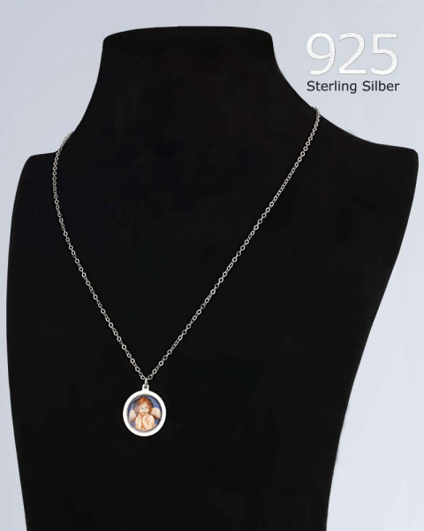 Halskette mit Schutzengel Anhänger,  Silber 925