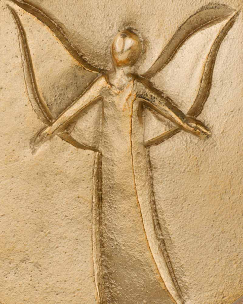 Bronzeplakette Schutzengel 10cmØ