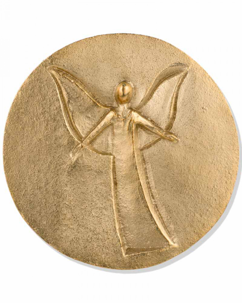 Bronzeplakette Schutzengel 10cmØ