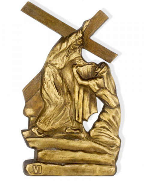 kirchenausstattung.at: Kreuzweg 14 Stationen Messing bronziert 24 x 14 cm