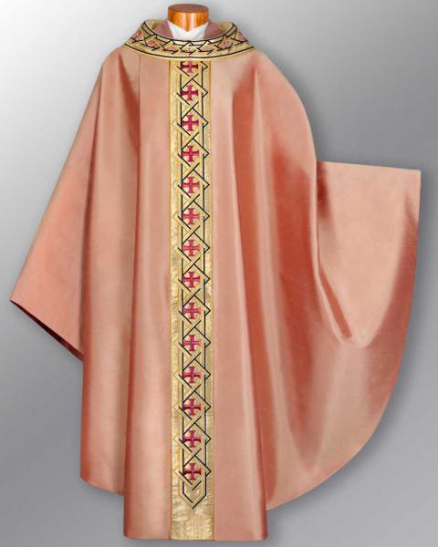 Kasel aus rosa Seide für Lätare und Gaudete