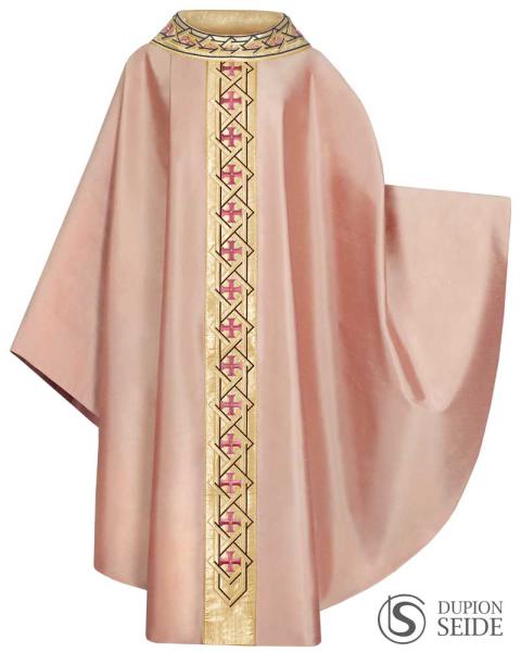 Kasel aus rosa Seide für Lätare und Gaudete