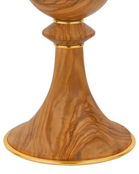 Kelch aus Olivenholz mit Einsatzcuppa 21 cm hoch