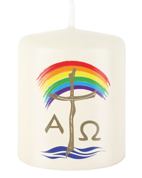 96 Lichterbecher Regenbogen mit Kerzen 60 x 50 mm