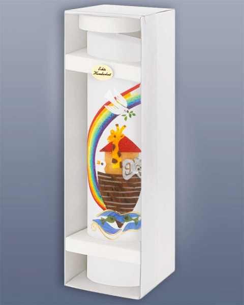 Taufkerze Oval 240 mm - Arche mit Regenbogen