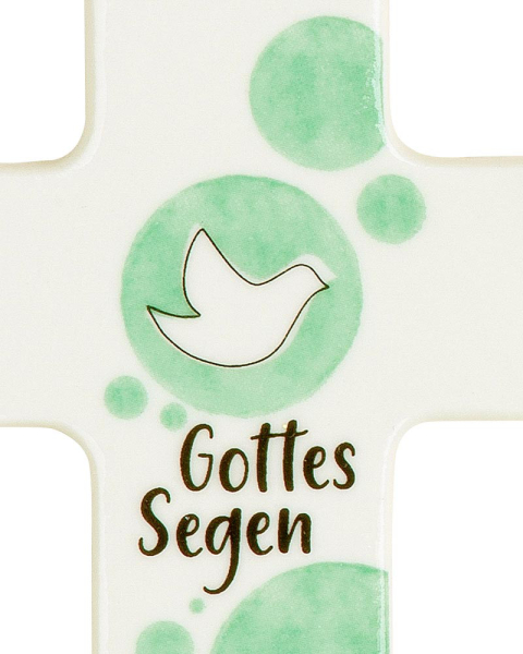 Porzelankreuz "Gottes Segen" 7 x 12 cm Taube