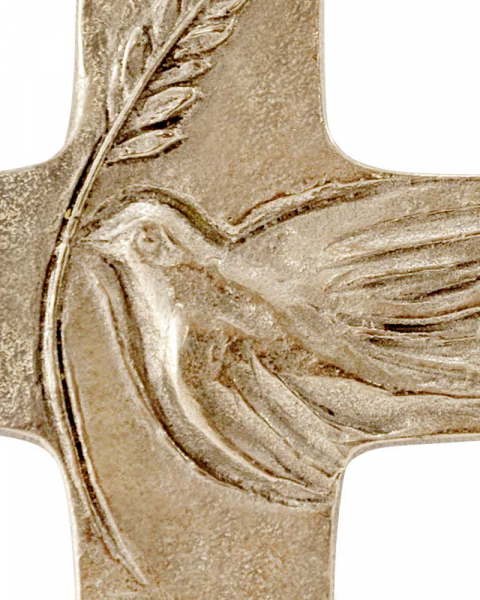 Kreuz Silberbronze 8,3x8,6 cm Friedenstaube