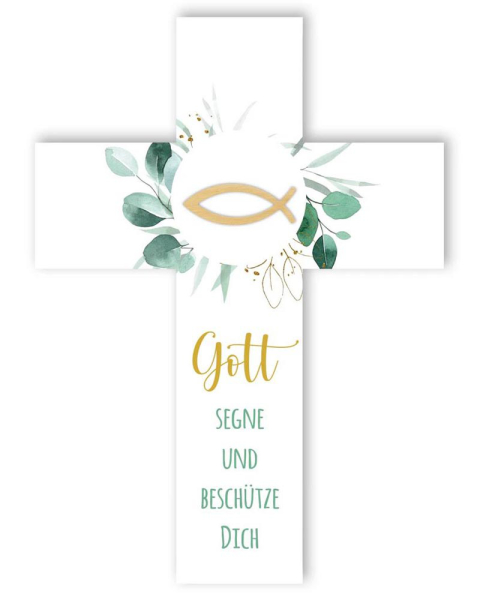 Keramikkreuz weiß "Gottes Segen" 22 x 15 x 1 cm