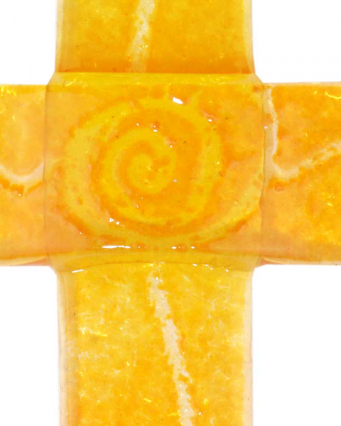 Glaskreuz gelb / orange 16 x 9 cm x 2 cm