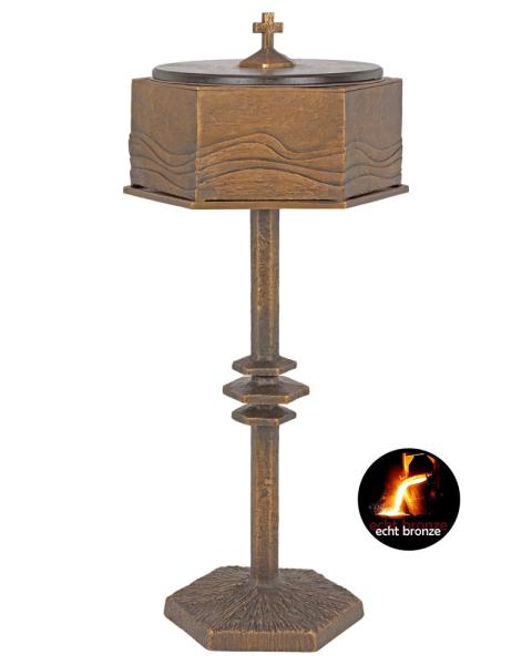 Taufbecken aus Bronze auf Bronzesockel 88 cm hoch