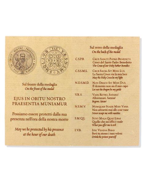 St. Benedikt Medaille 10 cm Ø Messing patiniert