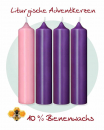 Adventkerzen 250x60mm 4 Stück, 3 x lila, 1 x rosa