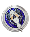 Rosenkranz Etui Silber farbig mit Email Kelch 4,6 cm Ø