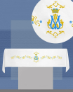Altardecke Leinen 300 x 160 cm mit Mariensymbol