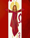 Osterkerze 800 x 80 mm auferstandener Christus