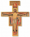 Franziskuskreuz 11,5 x 8 cm Holz, Colordruck mit gold