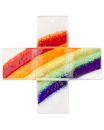 Glaskreuz Regenbogenmotiv 9 x 9 cm x 2,5 cm