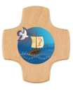 Kommunionkreuz Holz " Mit Jesus in einem Boot"